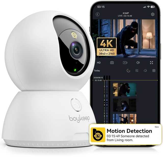Main image of 4K Indoor Cameras for Home Security, Pet Camera with Phone App, Indoor Security Camera with AI Human & Pet Detection, 360° Pan Tilt, Auto Tracking, Night Vision, Two-Way Audio, Compatible with Alexa