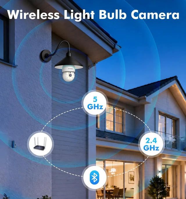 Alt view image 2 of 7 - 2K Wireless Light Bulb Camera, 2.4&5G WiFi Bulb Security Camera | 360° Motion Detection,Two-Way Talk,Full-color Night Vision,24/7 Recording,Smart Alerts,Work With Alexa & Google Assistant