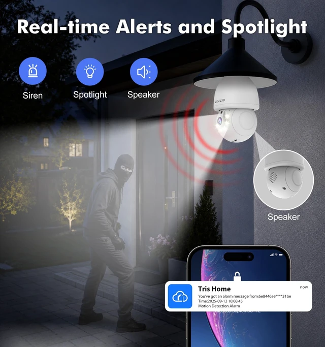 Alt view image 5 of 7 - 2K Wireless Light Bulb Camera, 2.4&5G WiFi Bulb Security Camera | 360° Motion Detection,Two-Way Talk,Full-color Night Vision,24/7 Recording,Smart Alerts,Work With Alexa & Google Assistant