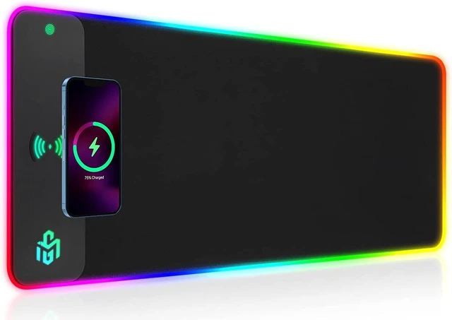 Main image of Wireless Charging RGB Gaming Mouse Pad 15W, LED Mouse Mat 800x300x4MM, 10 Light Modes Extra Large Mousepad Non-Slip Rubber Base Computer Keyboard Mat for Gaming, MacBook, PC, Laptop, Desk