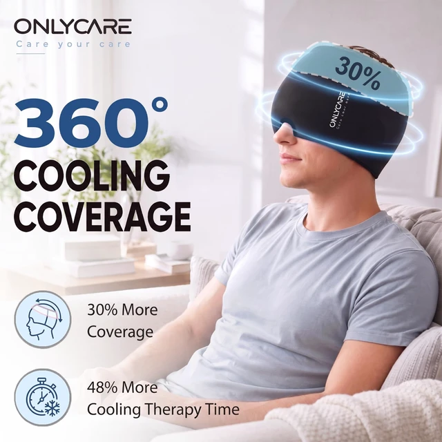 Alt view image 4 of 7 - Migraine Relief Cap, Headache Relief Cap Ice Pack Mask Head Wrap | Soothing Cold Cap with Odorless Reusable Gel for Tension Stress Hangover & Puffy Eyes, Relaxing Gifts for Women, Mom, Father