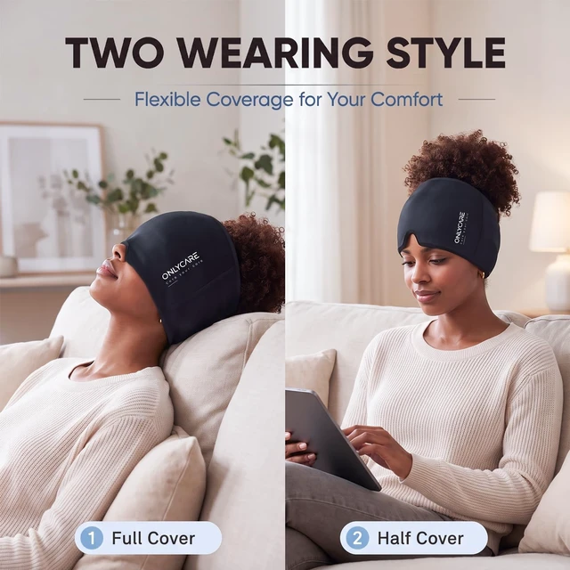 Alt view image 5 of 7 - Migraine Relief Cap, Headache Relief Cap Ice Pack Mask Head Wrap | Soothing Cold Cap with Odorless Reusable Gel for Tension Stress Hangover & Puffy Eyes, Relaxing Gifts for Women, Mom, Father