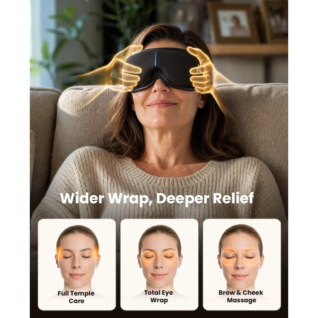 Alt view image 5 of 7 - Eye Massager with Heat and Cooling, FSA Eligible HSA Birthday Gifts for Women Men, Heated Eye Massager for Migraine, Heated Eye Mask for Dry Eye Head Tension and Stress Relief