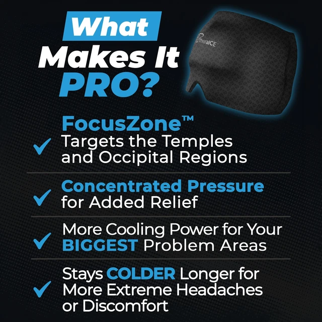Alt view image 3 of 7 - Migraine Relief Cap PRO, Headache Hat Ice Pack Mask Cold Head Wrap | FocusZone Extra Cooling, Cold Compress Head Wrap with & Pressure for Tension Headache, Stress and Hangover