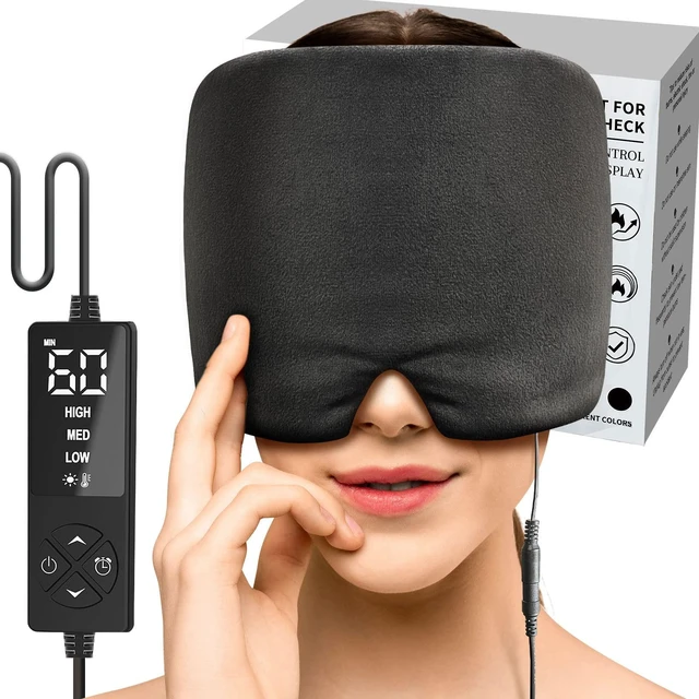 Main image of Form Fitting Heated Headache Cap, 3 Temp Settings Steam Migraine Hat Heated Eye Mask for Dry Eyes, Sinus Pressure Relief, Tension Headache (Small)