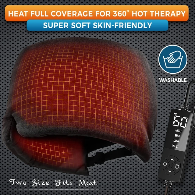 Alt view image 5 of 7 - Form Fitting Heated Headache Cap, 3 Temp Settings Steam Migraine Hat Heated Eye Mask for Dry Eyes, Sinus Pressure Relief, Tension Headache (Small)