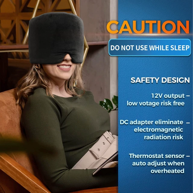 Alt view image 7 of 7 - Form Fitting Heated Headache Cap, 3 Temp Settings Steam Migraine Hat Heated Eye Mask for Dry Eyes, Sinus Pressure Relief, Tension Headache (Small)