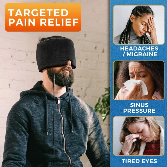 Alt view image 6 of 7 - Form Fitting Heated Headache Cap, 3 Temp Settings Steam Migraine Hat Heated Eye Mask for Dry Eyes, Sinus Pressure Relief, Tension Headache (Small)