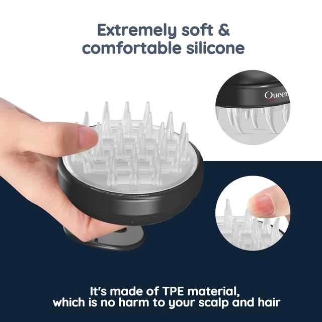Alt view image 3 of 7 - Scalp Massager Electric Hair Growth Scrubber for Dandruff Removal | 2 Modes, rechargeable, Silicone Head Massager Relaxing, Shampoo Brush Cleansing Exfoliating for All Hair Types and Textures