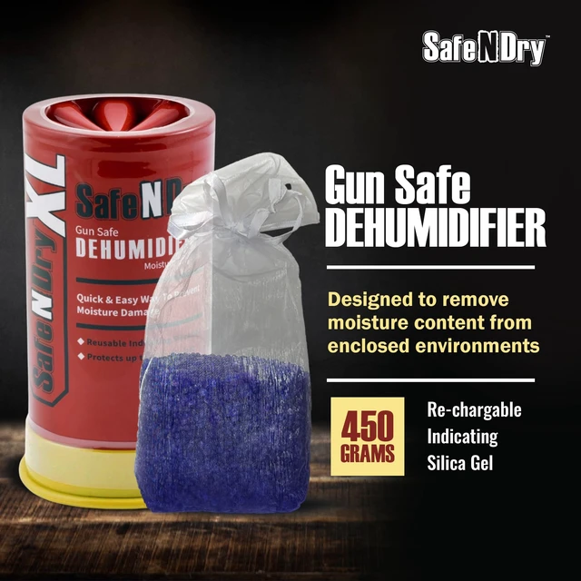 Alt view image 2 of 6 - XL Gun Safe Dehumidifier, 450g Reusable Silica Gel | Portable Moisture Absorber, Prevents Corrosion & Rust, Reusable Indicating Silica Gel Desiccant Canister for 60 Cubic Feet