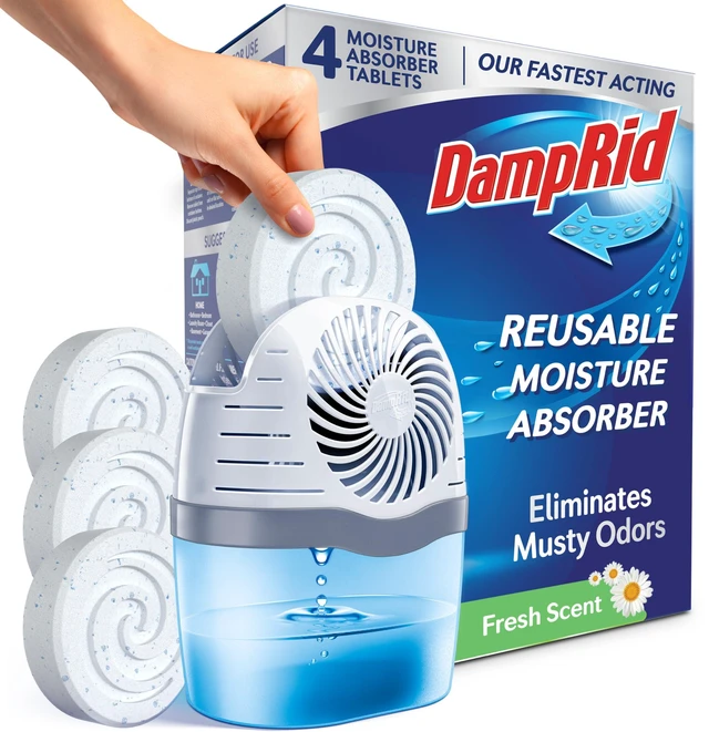 Main image of Reusable Moisture Absorber with 4 Drop-In Tablets, Fresh Scent, 15.8 oz., Attract and Trap Excess Moisture & Eliminate Musty Odors for Cleaner, Fresher Air