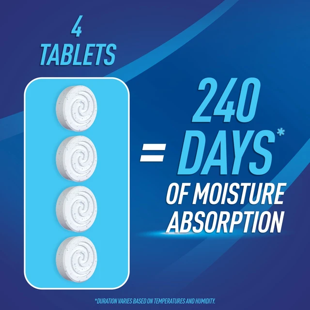 Alt view image 5 of 7 - Reusable Moisture Absorber with 4 Drop-In Tablets, Fresh Scent, 15.8 oz., Attract and Trap Excess Moisture & Eliminate Musty Odors for Cleaner, Fresher Air