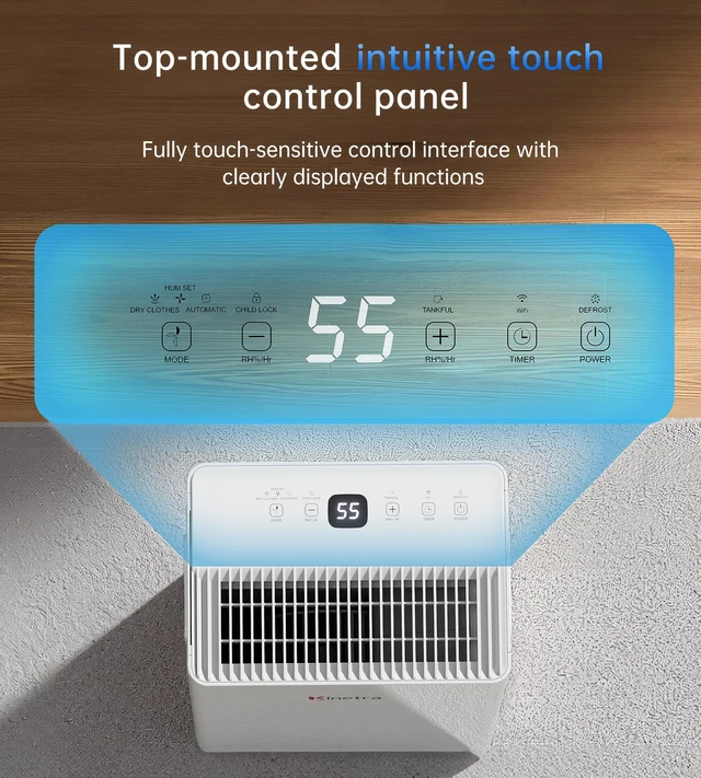 Alt view image 4 of 7 - 1500 Sq Ft Dehumidifiers for Home30 Pints Dehumidifier with Drain Hose | Smart APP Control1.6L Water Tank 24H Timer Intelligent Humidity Control Ideal for Bedroom Bathroom,Basement