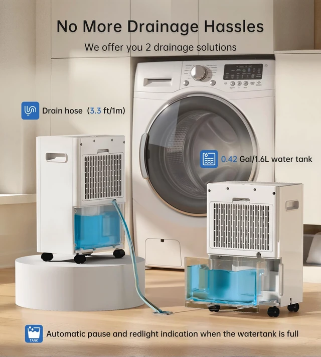 Alt view image 6 of 7 - 1500 Sq Ft Dehumidifiers for Home30 Pints Dehumidifier with Drain Hose | Smart APP Control1.6L Water Tank 24H Timer Intelligent Humidity Control Ideal for Bedroom Bathroom,Basement