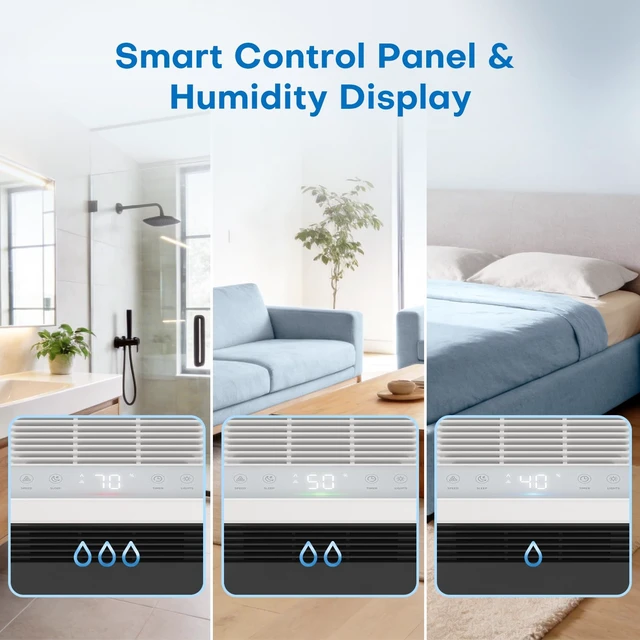 Alt view image 5 of 7 - Dehumidifier 101 OZ, Dehumidifier for Bedroom (1000 sq. ft) | Sleep Mode, Humidity Display, Dehumidifiers for Home, Bathroom, Basement, RV & Closet