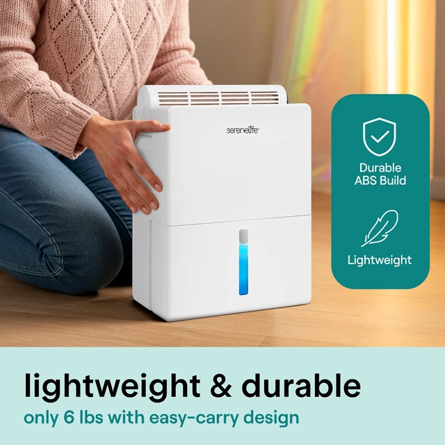 Alt view image 6 of 7 - 2-in-1 Dehumidifier for Home, Portable Cylinder, 91 Oz Tank | 17 Oz/Day, 91 Oz Tank, Removable Cylinder, 45-55% Humidity Control, 50dB
