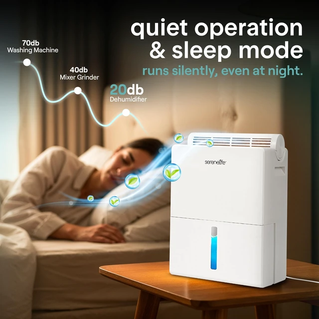 Alt view image 7 of 7 - 2-in-1 Dehumidifier for Home, Portable Cylinder, 91 Oz Tank | 17 Oz/Day, 91 Oz Tank, Removable Cylinder, 45-55% Humidity Control, 50dB