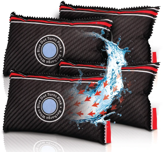 Main image of Reusable Car Dehumidifier Bag Rechargeable Moisture Absorber 4 Pack | Car Dehumidifier Moisture Absorber for Car, Truck, RV & Van - Prevents Damp & Window Condensation - Leakproof Humidity Bag