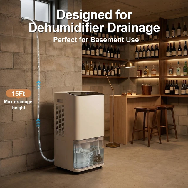 Alt view image 2 of 7 - Upgraded Smart Automatic Dehumidifier Pump 15FT High Lift Vertical Drain Over 100FT Horizontal IPX8 Fully Submersible Mini Drain Pump Auto Water Level Detection Fit for Basement Laundry Room