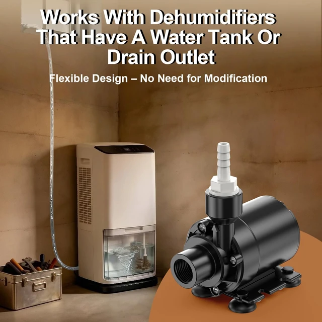 Alt view image 7 of 7 - Upgraded Smart Automatic Dehumidifier Pump 15FT High Lift Vertical Drain Over 100FT Horizontal IPX8 Fully Submersible Mini Drain Pump Auto Water Level Detection Fit for Basement Laundry Room