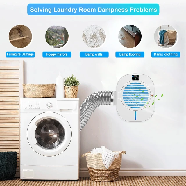 Alt view image 2 of 7 - 4-in-1 Indoor Dryer Vent With Dehumidifier for Protect Furniture | Electric Dryer Kit Lint Trap Intelligent Temperature and Humidity Display apartments condos basements garages