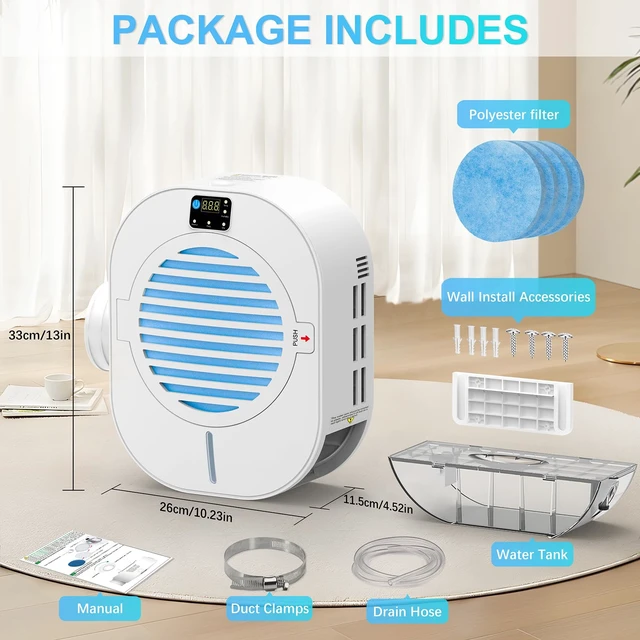 Alt view image 7 of 7 - 4-in-1 Indoor Dryer Vent With Dehumidifier for Protect Furniture | Electric Dryer Kit Lint Trap Intelligent Temperature and Humidity Display apartments condos basements garages