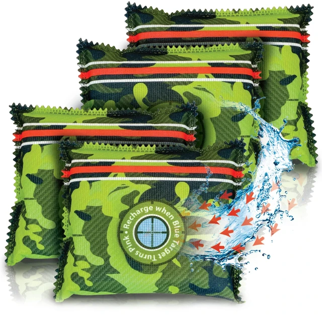 Main image of Gun Safe Dehumidifier Camouflage Rechargeable Desiccant - 4 Pack | Reusable Moisture Absorber & Desiccant Packs for Gun Safe, Cabinet & Storage - Safe Humidity Absorber - Prevents Rust & Mold