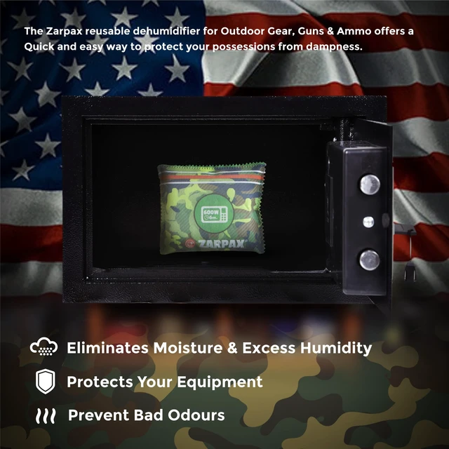 Alt view image 2 of 6 - Gun Safe Dehumidifier Camouflage Rechargeable Desiccant - 4 Pack | Reusable Moisture Absorber & Desiccant Packs for Gun Safe, Cabinet & Storage - Safe Humidity Absorber - Prevents Rust & Mold