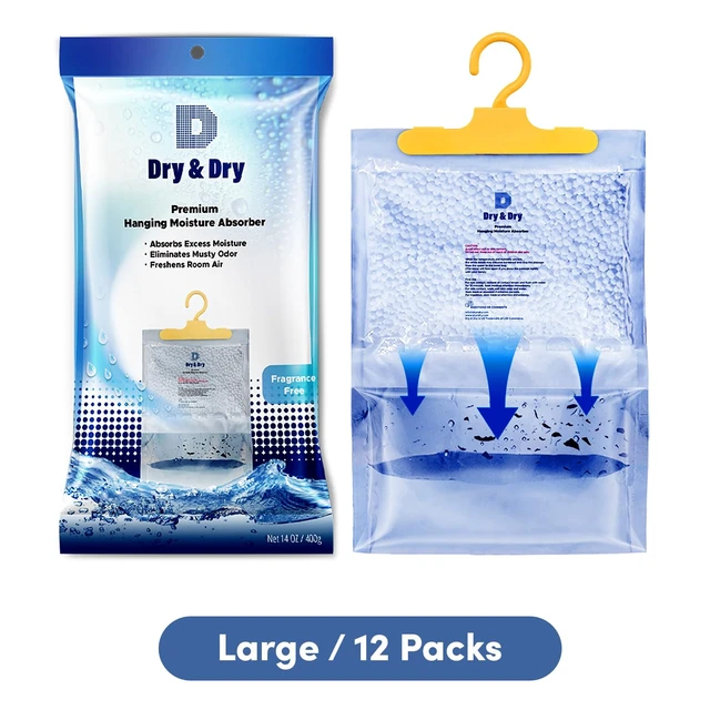 Alt view image 3 of 6 - Premium Moisture Absorbers Dehumidifiers for Home, Basement, Bedroom, Small Dehumidifiers - Blue & White (Pack of 12) 14 ounce
