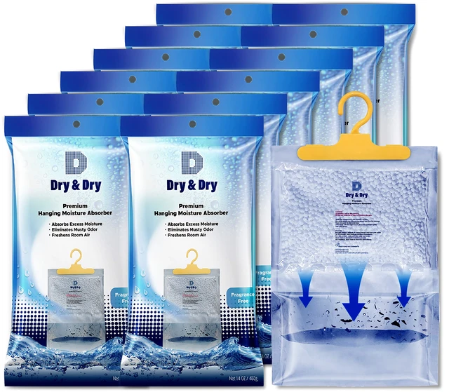 Alt view image 2 of 6 - Premium Moisture Absorbers Dehumidifiers for Home, Basement, Bedroom, Small Dehumidifiers - Blue & White (Pack of 12) 14 ounce