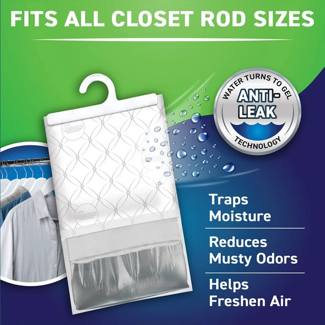 Alt view image 4 of 7 - Moisture Grabbers, 3-Pack 17.5 oz Bags (Fragrance-Free) Powerful Moisture Absorber with Anti-Leak Gel, Covers Up to 350 cu ft, Eliminates Musty Odors for Fresher Air
