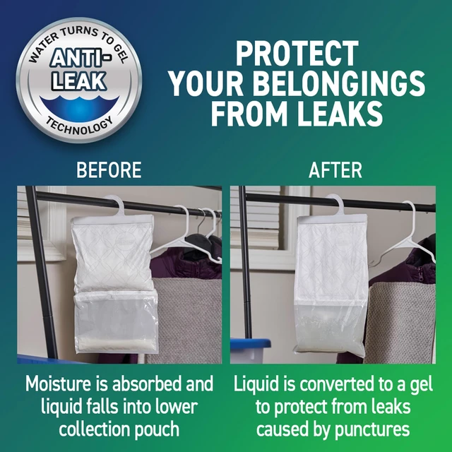 Alt view image 5 of 7 - Moisture Grabbers, 3-Pack 17.5 oz Bags (Fragrance-Free) Powerful Moisture Absorber with Anti-Leak Gel, Covers Up to 350 cu ft, Eliminates Musty Odors for Fresher Air