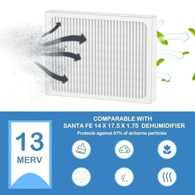 Alt view image 5 of 6 - 14 x 17.5 x1.75 MERV 13 Replacement Dehumidifier Filter Compatible with Honeywell DR90 & DR120 Dehumidifiers (50070171-002) 4 Pack