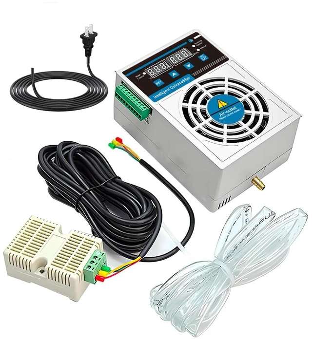 Main image of Grow Tent Dehumidifier, Smart Temperature and Humidity Controller | Auto Dehumidification Kit with External Heating or Cooling Interface, Fit for Safes/Cabinets/Electric Box/Closets