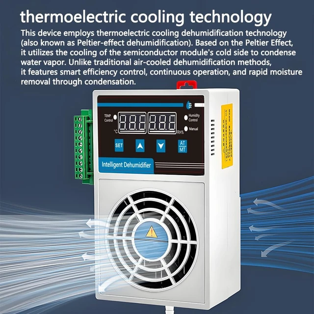 Alt view image 6 of 7 - Grow Tent Dehumidifier, Smart Temperature and Humidity Controller | Auto Dehumidification Kit with External Heating or Cooling Interface, Fit for Safes/Cabinets/Electric Box/Closets