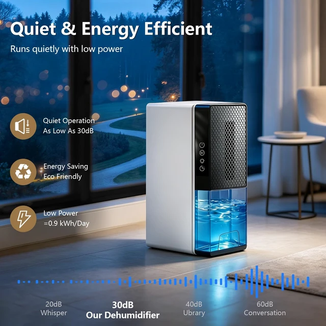 Alt view image 7 of 7 - 78 OZ Dehumidifier,Small Dehumidifier for Bedroom 300 Sq.Ft | 7 Color, Ambient Light, Auto Shut Off, Dual Core, Quiet Operation