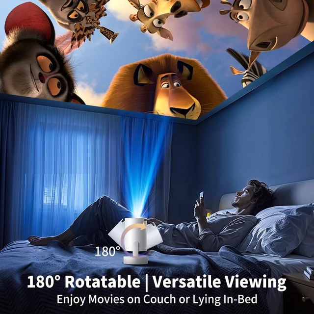 Alt view image 5 of 7 - Mini Projector with WiFi and Bluetooth, Portable Projector Support 5w Soundbase Speaker, 170 ANSI, Auto Vertical Keystone, 210° Rotation Smart Projector Proyector for Home Bedroom Outdoor, HY300 Ultra
