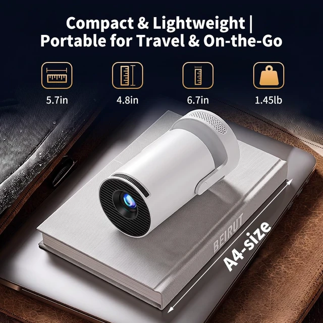 Alt view image 6 of 7 - Mini Projector with WiFi and Bluetooth, Portable Projector Support 5w Soundbase Speaker, 170 ANSI, Auto Vertical Keystone, 210° Rotation Smart Projector Proyector for Home Bedroom Outdoor, HY300 Ultra