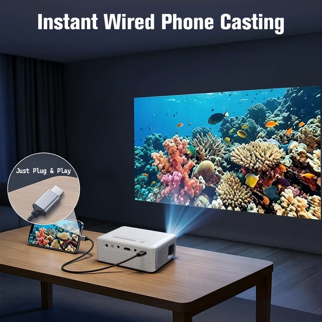 Alt view image 2 of 7 - Mini Projector for iPhone 1080P Support Portable Movie Projector | Small Projector For Bedroom/Outdoor Projector with Tripod Stand Supports Smartphones/TV Stick/HDMI/USB
