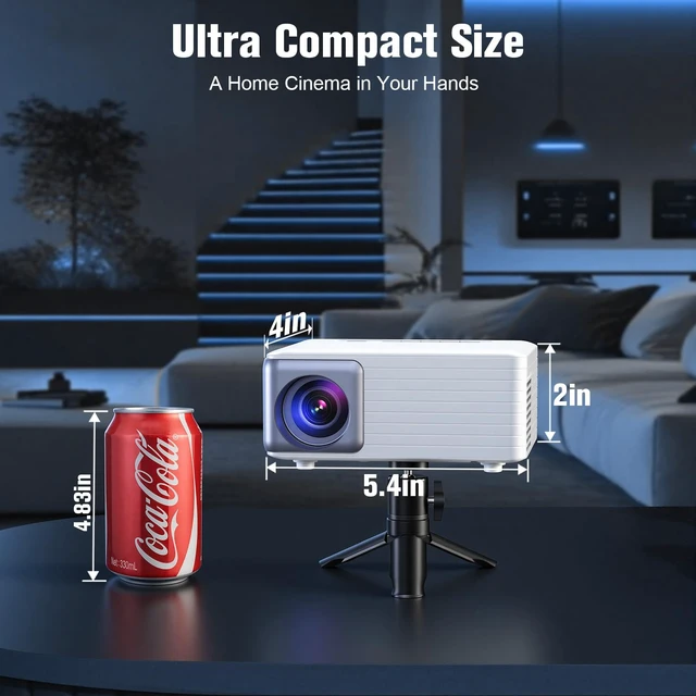Alt view image 7 of 7 - Mini Projector for iPhone 1080P Support Portable Movie Projector | Small Projector For Bedroom/Outdoor Projector with Tripod Stand Supports Smartphones/TV Stick/HDMI/USB
