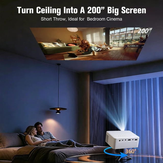 Alt view image 3 of 7 - Mini Projector for iPhone 1080P Support Portable Movie Projector | Small Projector For Bedroom/Outdoor Projector with Tripod Stand Supports Smartphones/TV Stick/HDMI/USB