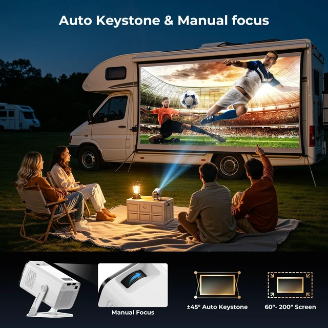 Alt view image 6 of 7 - Mini Projector with WiFi and Bluetooth, Portable Proyector 4K 1080P Support | Smart Projector with Built-in Apps, Auto Keystone, Compatibile with Smartphone/Laptop/HDMI/USB, Movie Projector for Bedroo