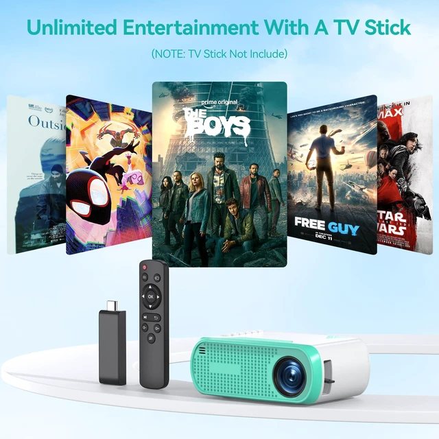 Alt view image 2 of 7 - Mini Movie Projector with Wired Screen Mirroring, Support HDMI USB Type-C | Projector Support Phone Screen Mirroring via Data Cable, HDMI USB Type-C, Compatible with Laptop TV Stick
