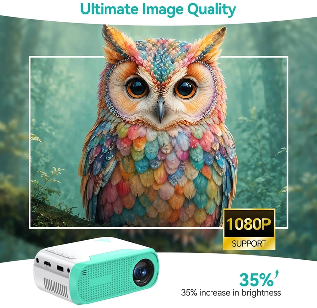 Alt view image 7 of 7 - Mini Movie Projector with Wired Screen Mirroring, Support HDMI USB Type-C | Projector Support Phone Screen Mirroring via Data Cable, HDMI USB Type-C, Compatible with Laptop TV Stick