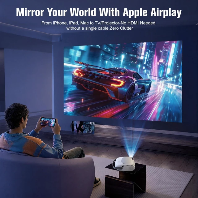 Alt view image 6 of 7 - Mini Projector,1080P Support Portable Projector for iPhone,200 ANSI | Synchronize Smartphone Screen,Home Theater Movie Phone Projector Compatible with Android/iOS/Windows