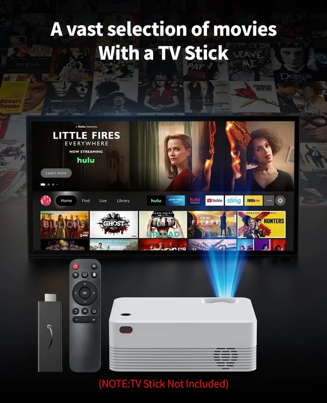 Alt view image 2 of 7 - Portable Mini Projector,Full HD 1080P 4K Support Video Projector | Outdoor Small Movie Projector Built-in Speaker, Compatible with HDMI/USB/Smartphone/TV Box,Include Screen-sharing Cables
