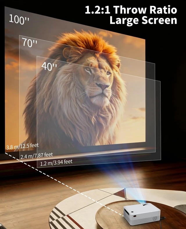 Alt view image 6 of 7 - Portable Mini Projector,Full HD 1080P 4K Support Video Projector | Outdoor Small Movie Projector Built-in Speaker, Compatible with HDMI/USB/Smartphone/TV Box,Include Screen-sharing Cables