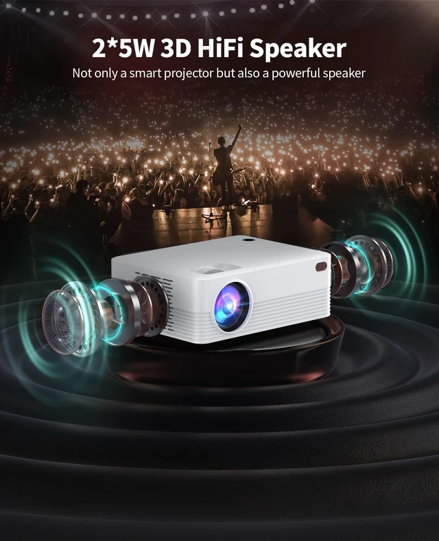 Alt view image 5 of 7 - Portable Mini Projector,Full HD 1080P 4K Support Video Projector | Outdoor Small Movie Projector Built-in Speaker, Compatible with HDMI/USB/Smartphone/TV Box,Include Screen-sharing Cables