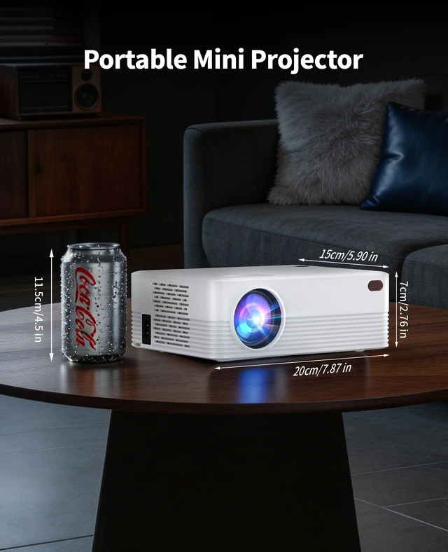 Alt view image 7 of 7 - Portable Mini Projector,Full HD 1080P 4K Support Video Projector | Outdoor Small Movie Projector Built-in Speaker, Compatible with HDMI/USB/Smartphone/TV Box,Include Screen-sharing Cables
