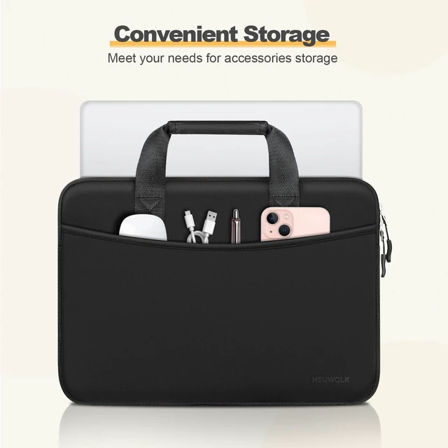 Alt view image 7 of 12 - Laptop Case 13.3 inch,13-14 inch Laptop Sleeve with Handle,Neoprene Computer Bag with Curved Pocket Compatible with MacBook Air 13/Pro 13/Pro 14 M5 M4 M3 M2 M1,HP Dell Acer ASUS Lenovo Notebook, Black